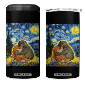 Punch Monkey Starry Night Viral Trend 4 in 1 Can Cooler Tumbler TS14 One Size: 16 oz Black Print Your Wear