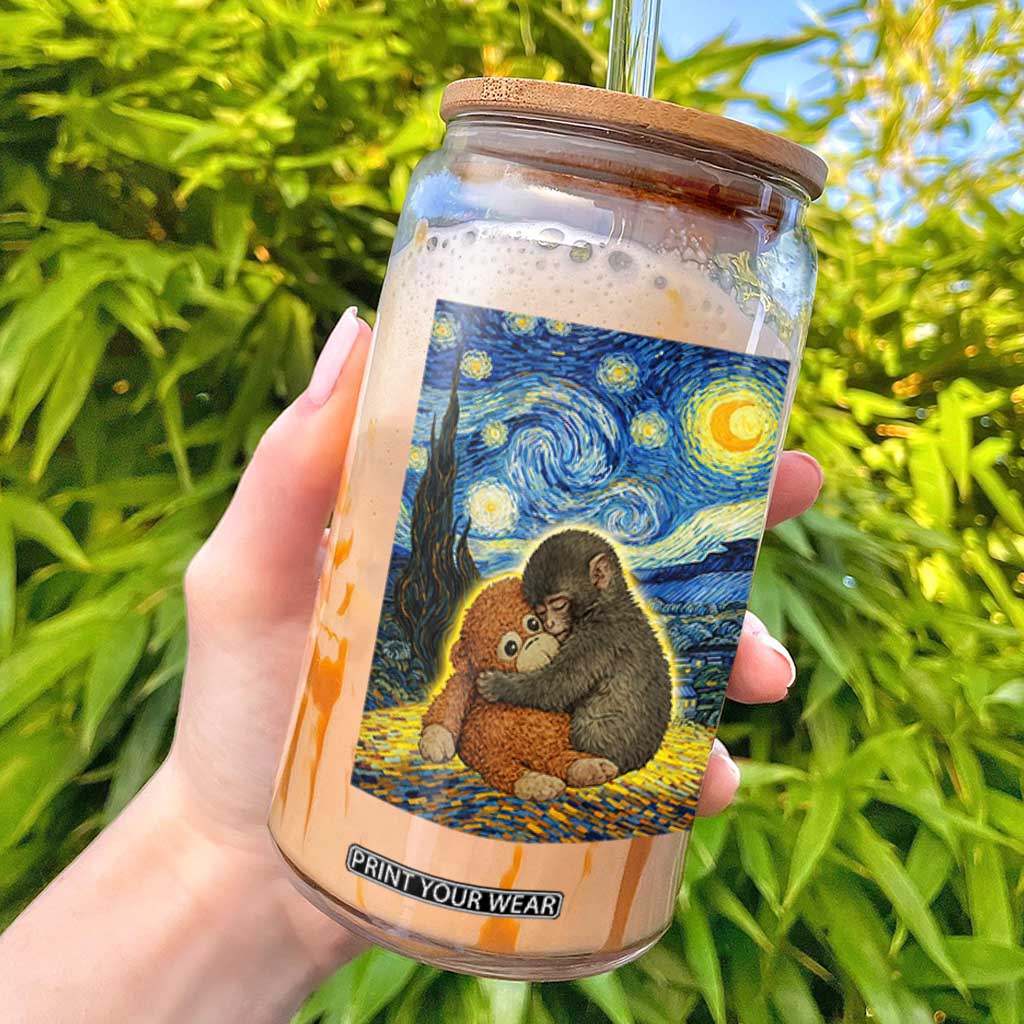 Punch Monkey Starry Night Viral Trend Glass Can TS14 Black Print Your Wear