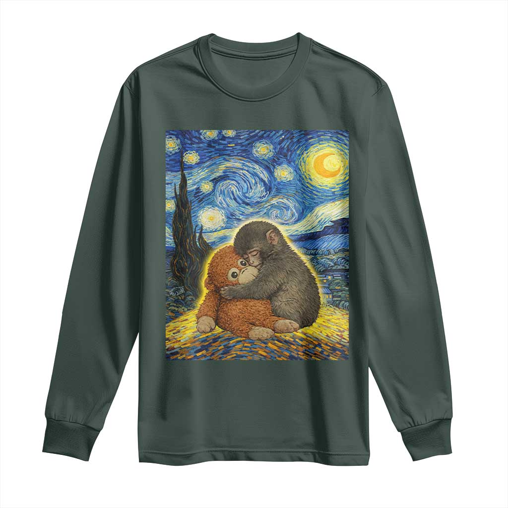 Punch Monkey Starry Night Viral Trend Long Sleeve Shirt TS14 Dark Forest Green Print Your Wear