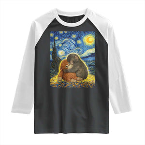 Punch Monkey Starry Night Viral Trend Raglan Shirt TS14 Black White Print Your Wear