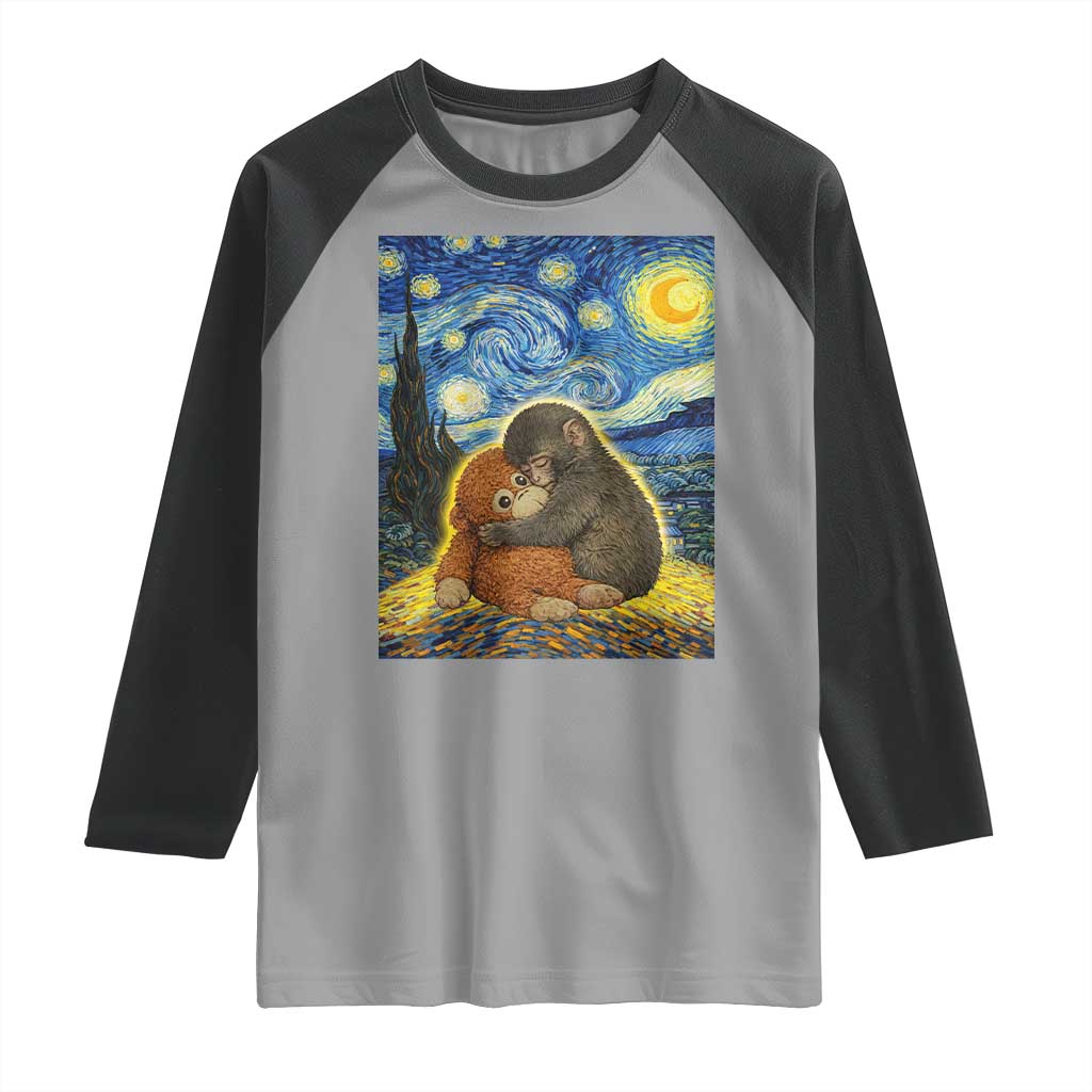 Punch Monkey Starry Night Viral Trend Raglan Shirt TS14 Sport Gray Black Print Your Wear