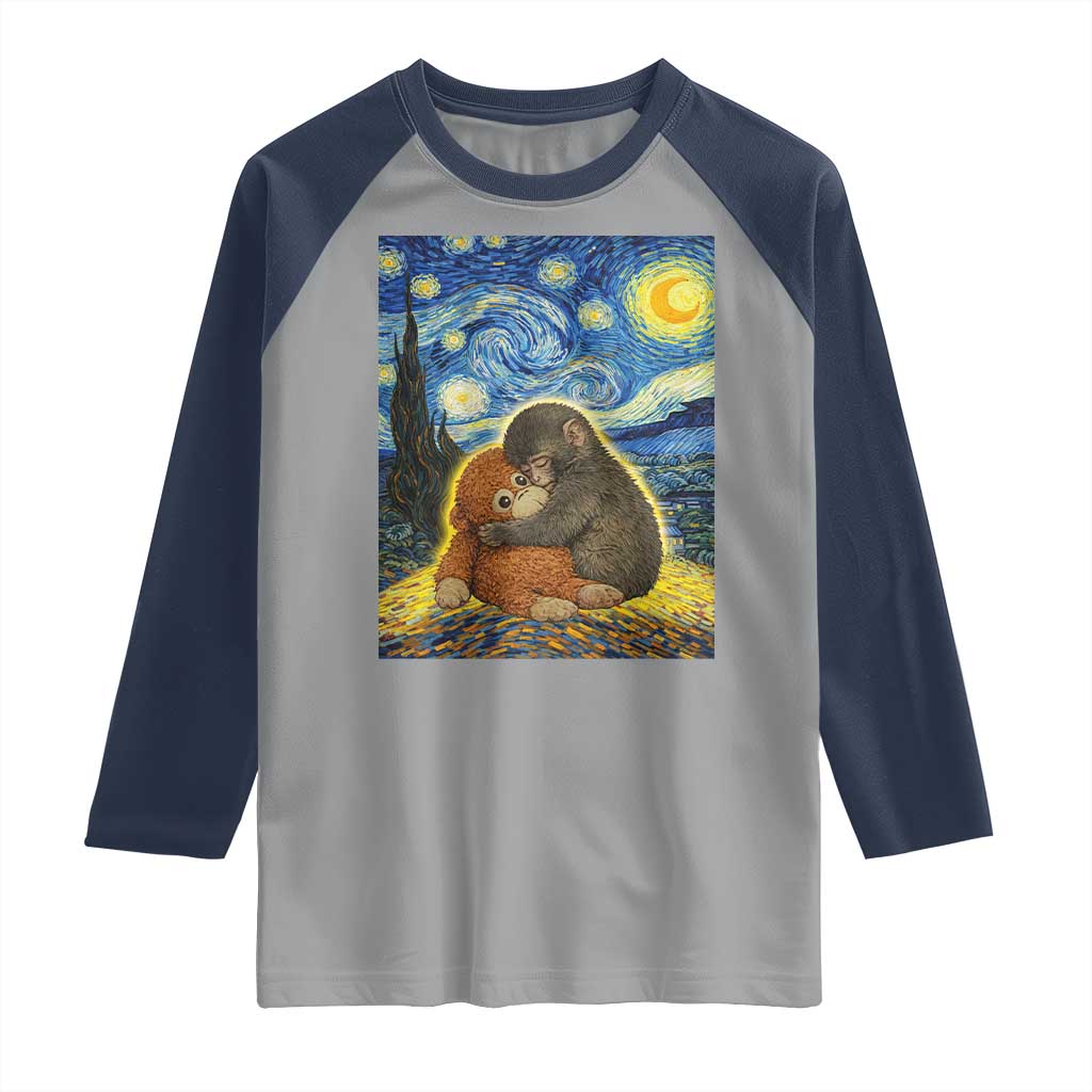 Punch Monkey Starry Night Viral Trend Raglan Shirt TS14 Sport Gray Navy Print Your Wear