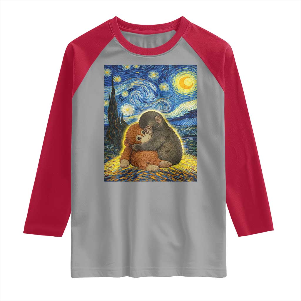 Punch Monkey Starry Night Viral Trend Raglan Shirt TS14 Sport Gray Red Print Your Wear