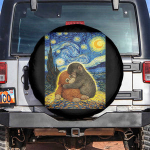Punch Monkey Starry Night Viral Trend Spare Tire Cover TS14 No hole Black Print Your Wear