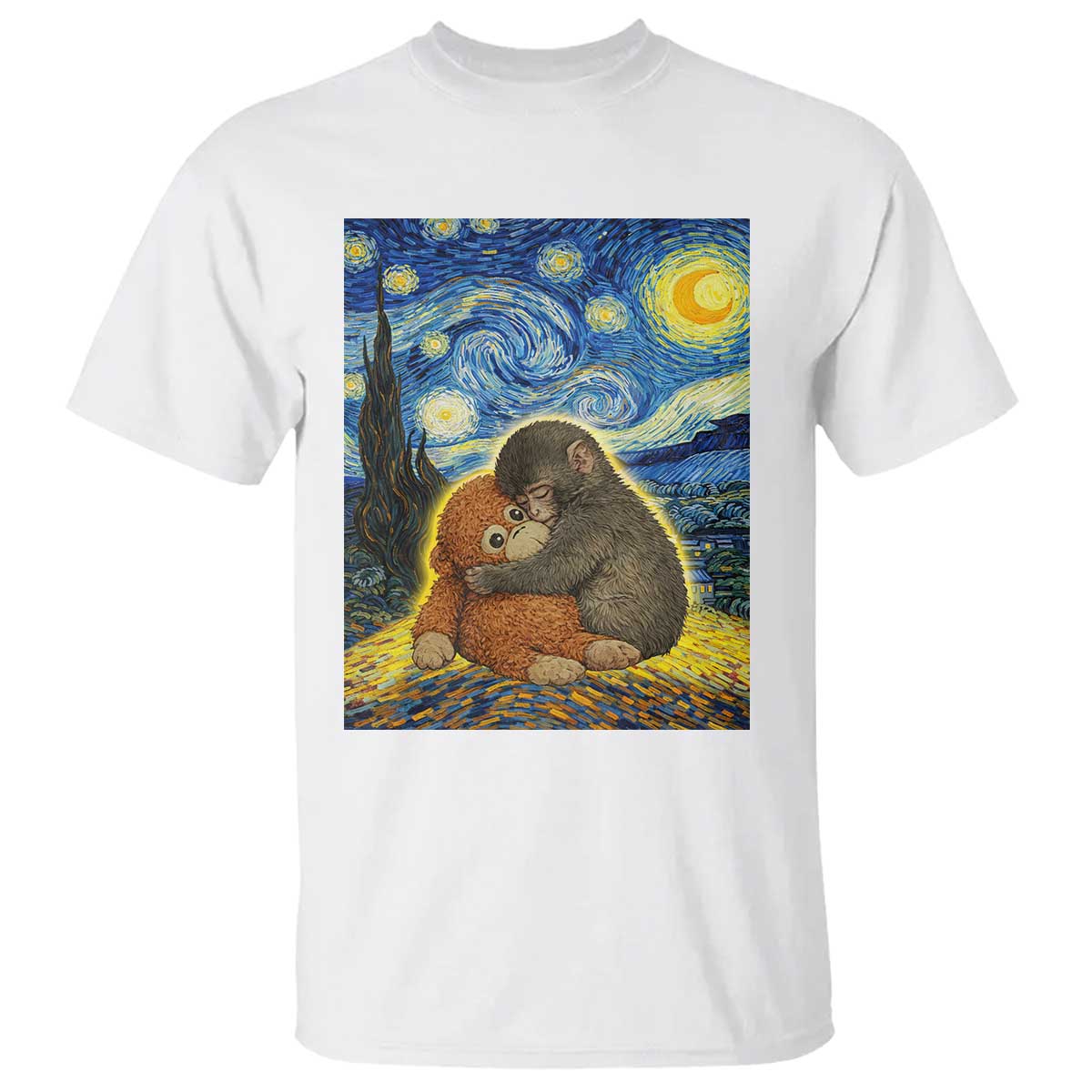 Punch Monkey Starry Night Viral Trend T Shirt TS14 White Print Your Wear