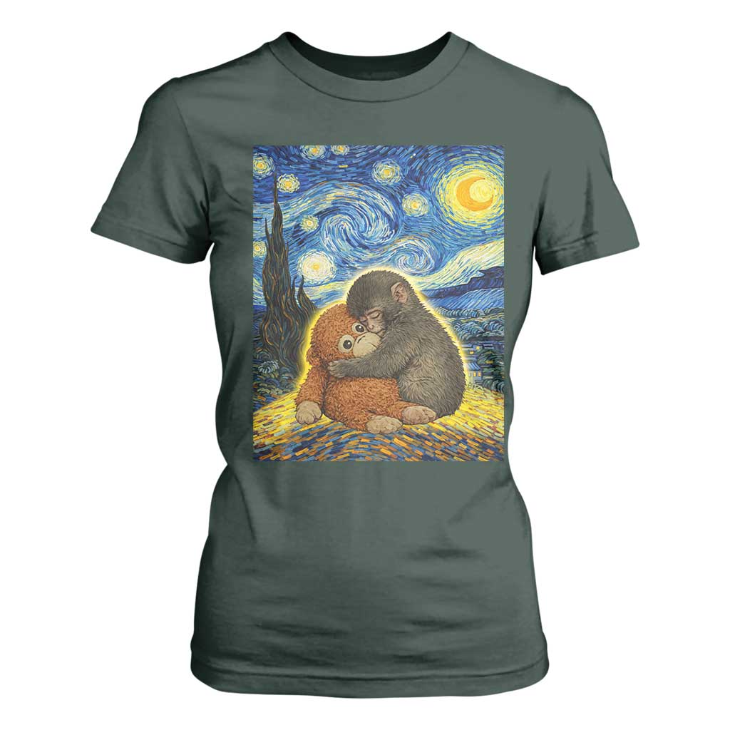 Punch Monkey Starry Night Viral Trend T Shirt For Women TS14 Dark Forest Green Print Your Wear