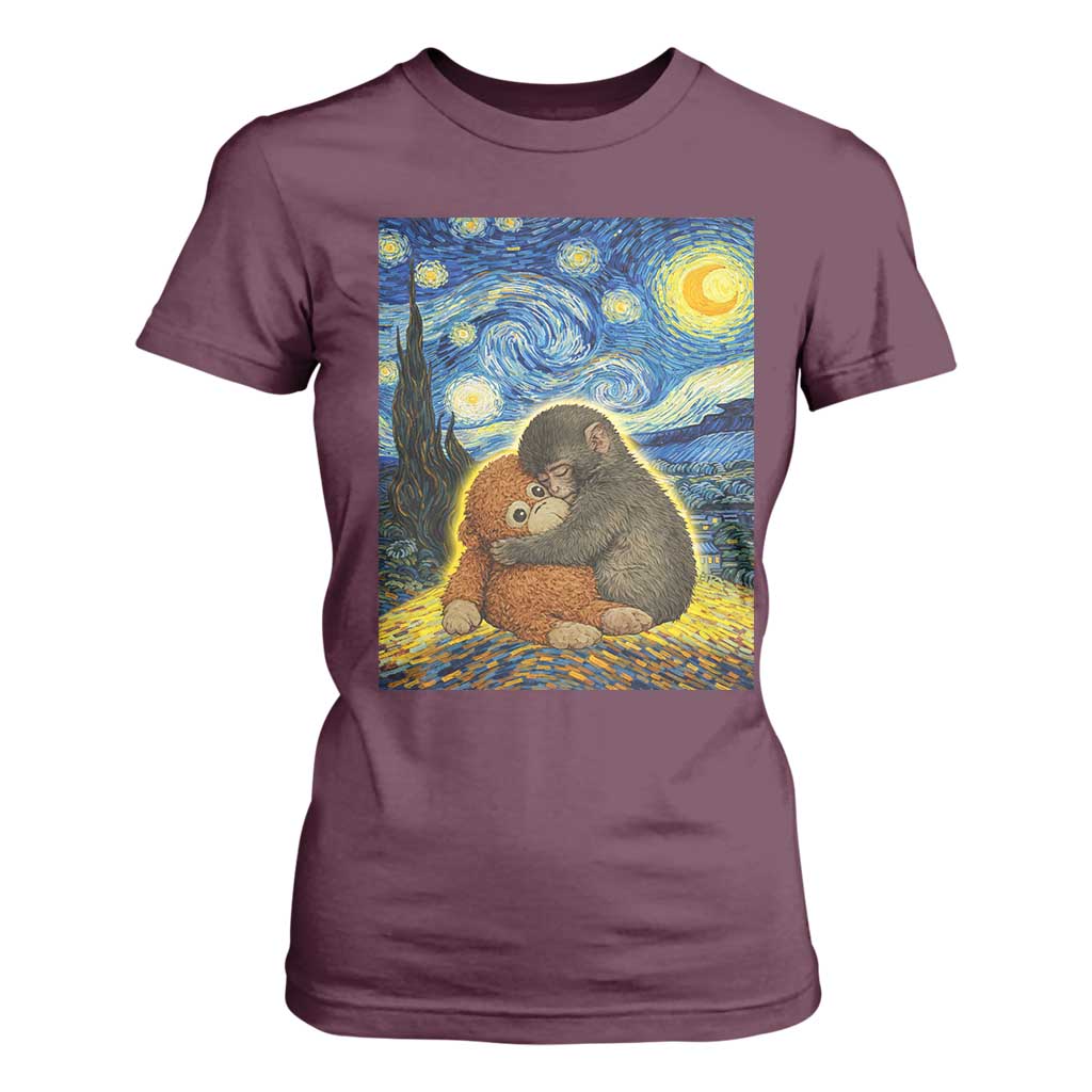 Punch Monkey Starry Night Viral Trend T Shirt For Women TS14 Maroon Print Your Wear