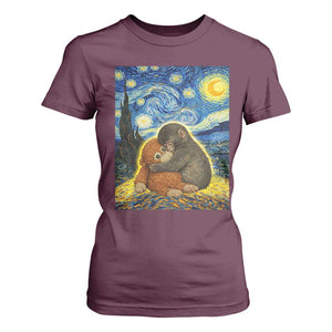 Punch Monkey Starry Night Viral Trend T Shirt For Women TS14 Maroon Print Your Wear