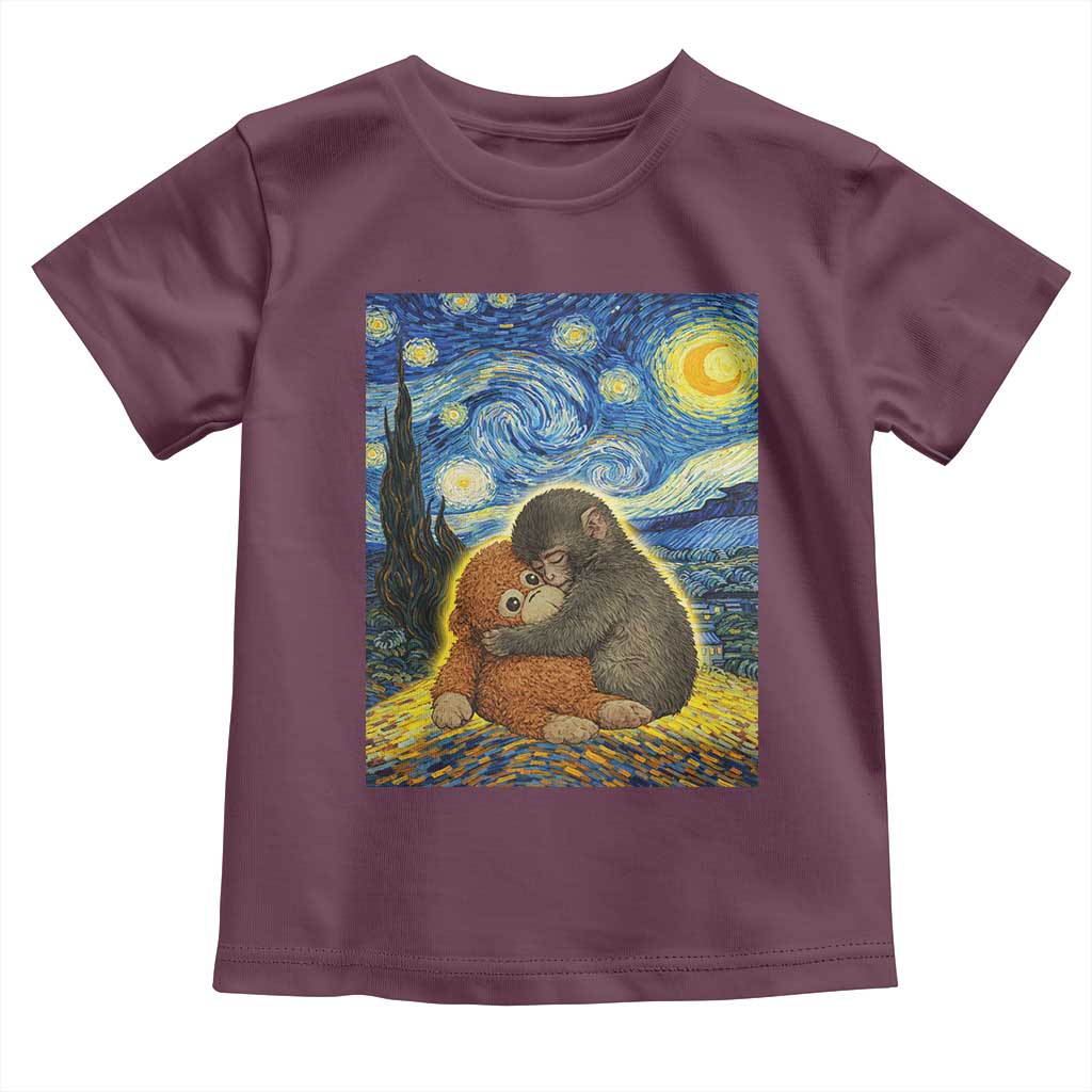 Punch Monkey Starry Night Viral Trend Toddler T Shirt TS14 Maroon Print Your Wear