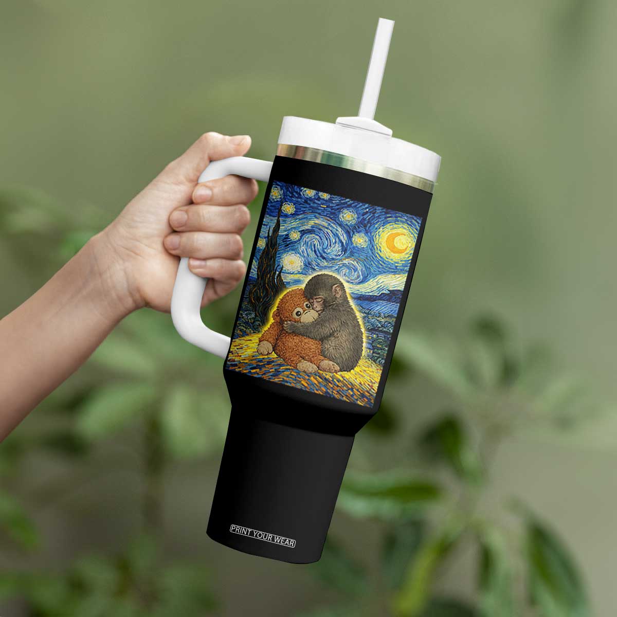 Punch Monkey Starry Night Viral Trend Tumbler With Handle TS14 Print Your Wear