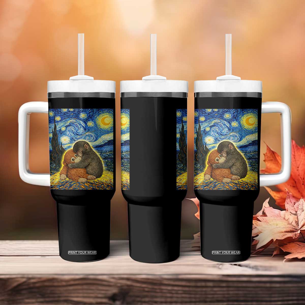 Punch Monkey Starry Night Viral Trend Tumbler With Handle TS14 Print Your Wear