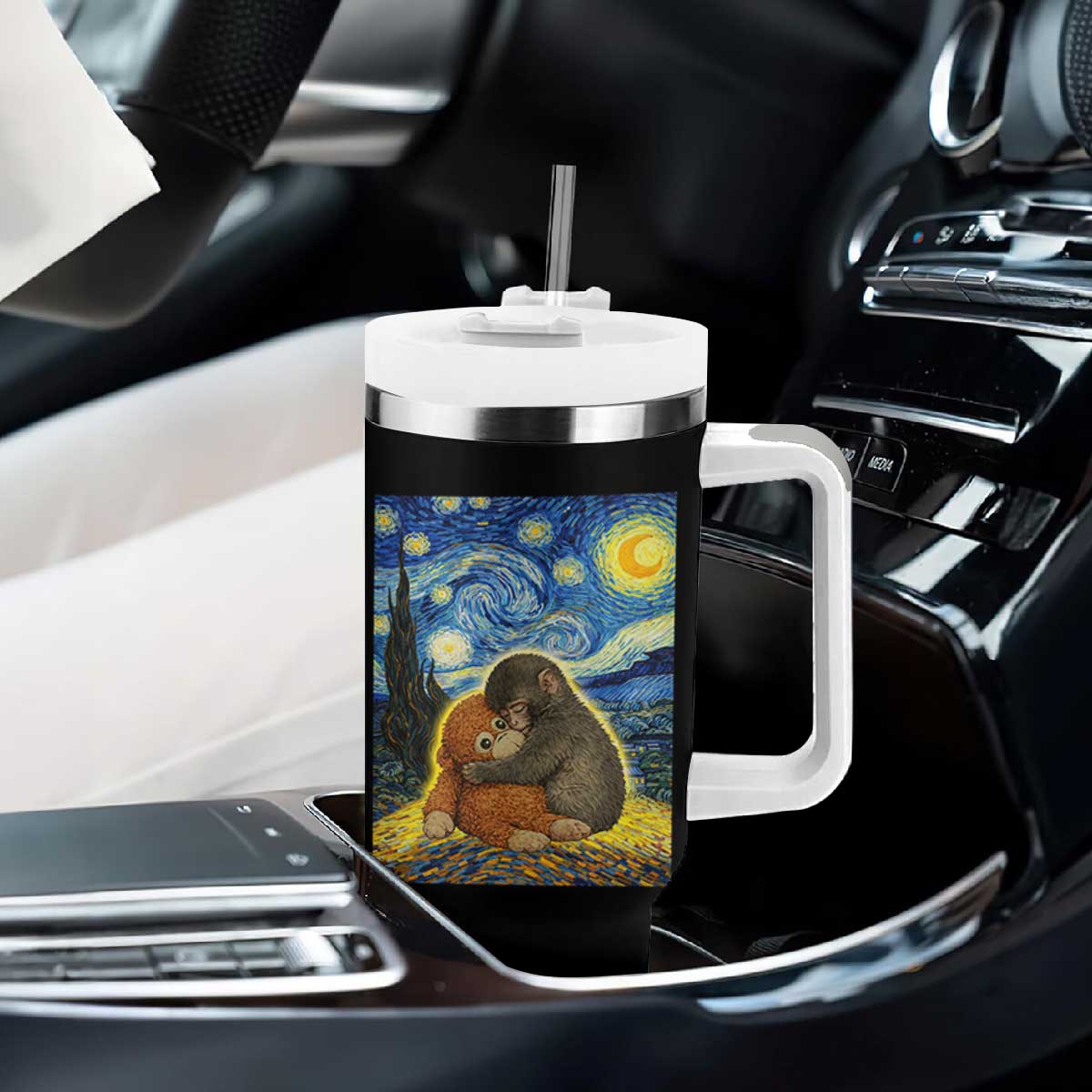 Punch Monkey Starry Night Viral Trend Tumbler With Handle TS14 Print Your Wear
