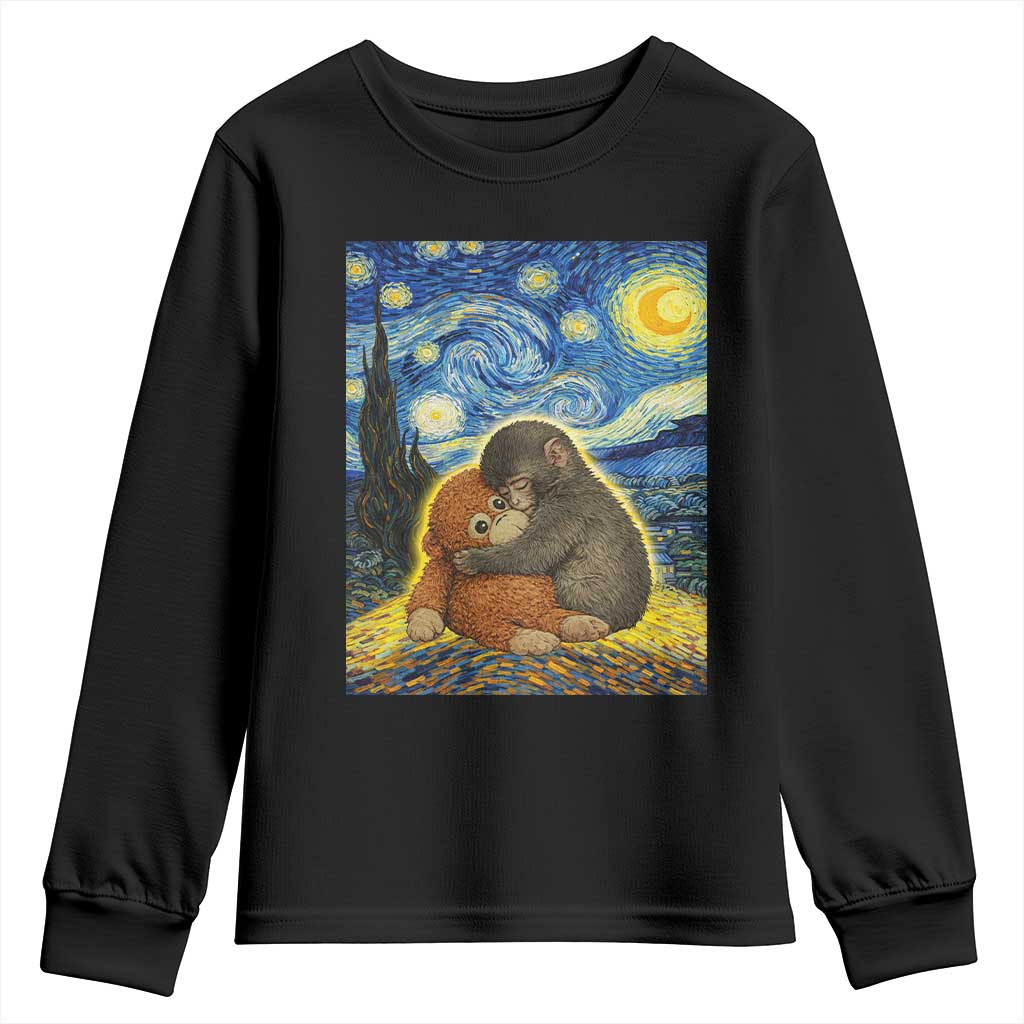 Punch Monkey Starry Night Viral Trend Youth Sweatshirt TS14 Black Print Your Wear