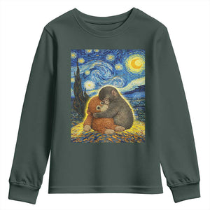 Punch Monkey Starry Night Viral Trend Youth Sweatshirt TS14 Dark Forest Green Print Your Wear