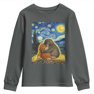 Punch Monkey Starry Night Viral Trend Youth Sweatshirt TS14 Dark Heather Print Your Wear