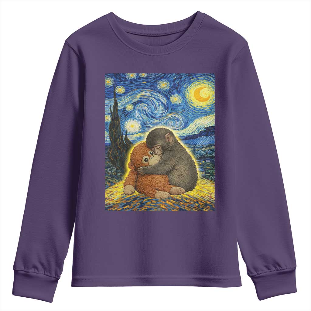 Punch Monkey Starry Night Viral Trend Youth Sweatshirt TS14 Purple Print Your Wear
