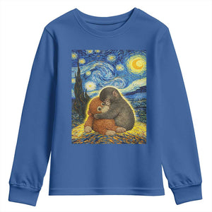 Punch Monkey Starry Night Viral Trend Youth Sweatshirt TS14 Royal Blue Print Your Wear