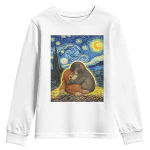 Punch Monkey Starry Night Viral Trend Youth Sweatshirt TS14 White Print Your Wear