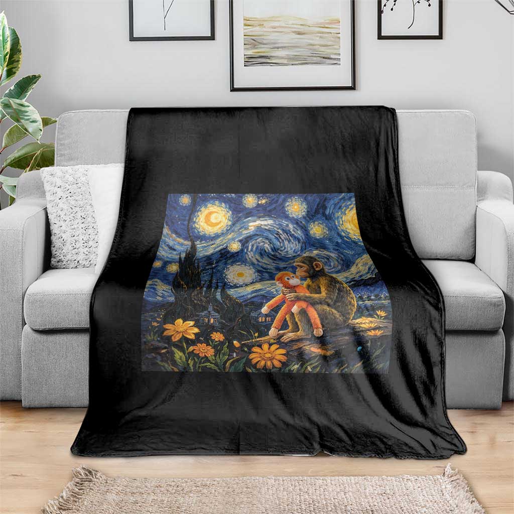 Baby Monkey Punch Starry Night Viral Trend Throw Blanket TS14 Print Your Wear