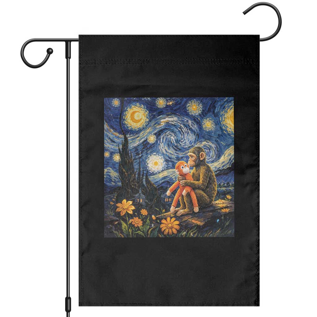 Baby Monkey Punch Starry Night Viral Trend Garden Flag TS14 Black Print Your Wear