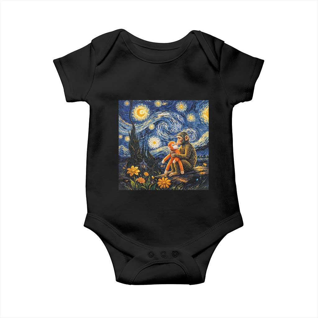 Baby Monkey Punch Starry Night Viral Trend Baby Onesie TS14 Black Print Your Wear
