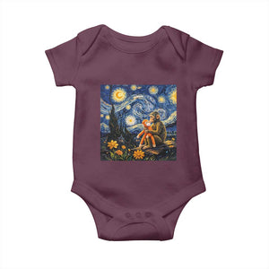 Baby Monkey Punch Starry Night Viral Trend Baby Onesie TS14 Maroon Print Your Wear