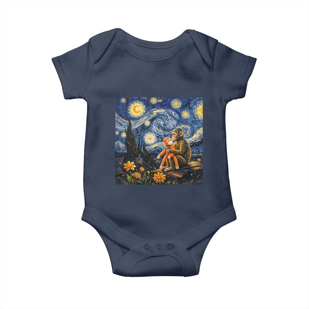 Baby Monkey Punch Starry Night Viral Trend Baby Onesie TS14 Navy Print Your Wear