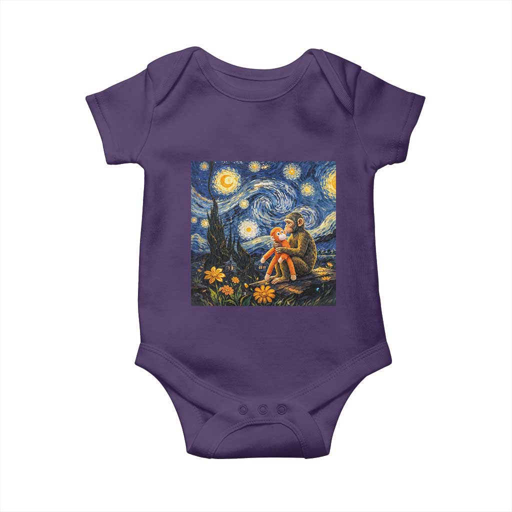 Baby Monkey Punch Starry Night Viral Trend Baby Onesie TS14 Purple Print Your Wear