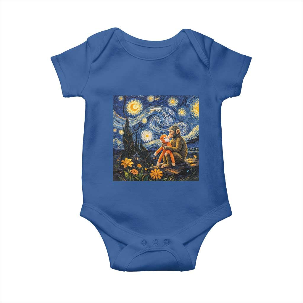 Baby Monkey Punch Starry Night Viral Trend Baby Onesie TS14 Royal Blue Print Your Wear