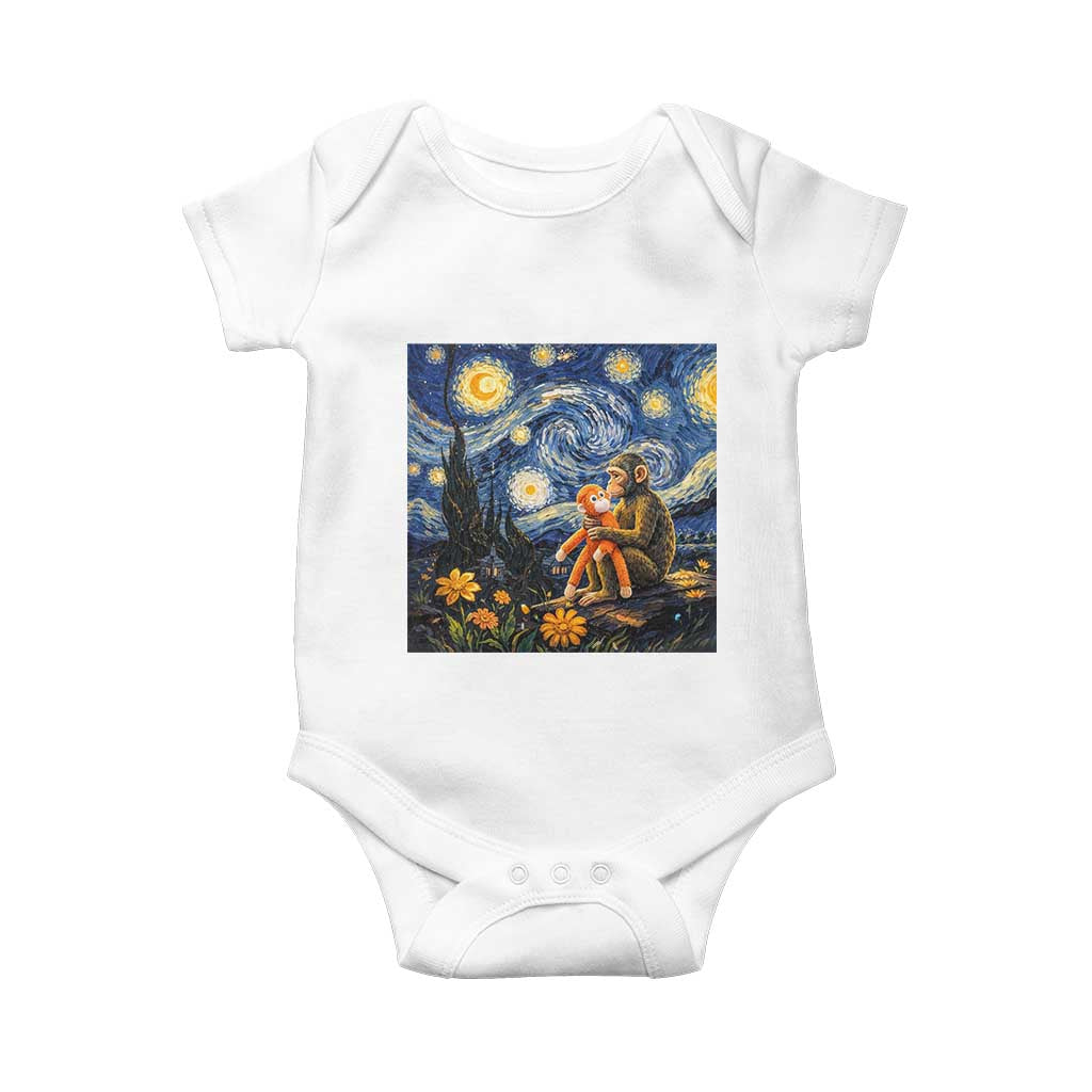 Baby Monkey Punch Starry Night Viral Trend Baby Onesie TS14 White Print Your Wear