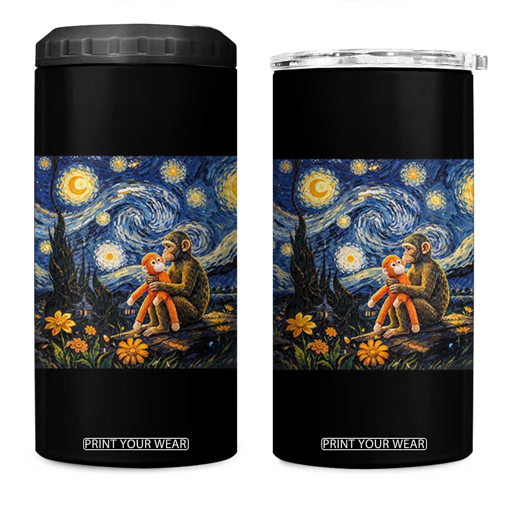 Baby Monkey Punch Starry Night Viral Trend 4 in 1 Can Cooler Tumbler TS14 One Size: 16 oz Black Print Your Wear