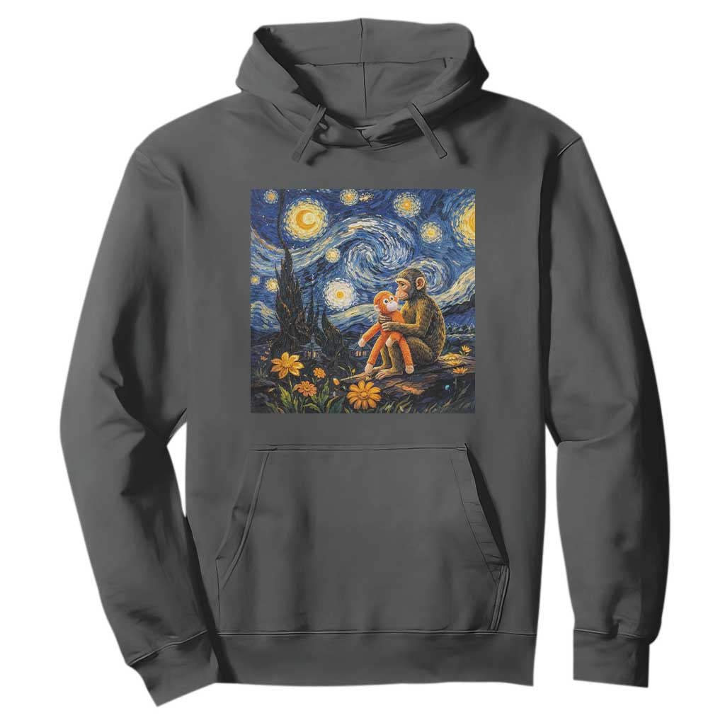 Baby Monkey Punch Starry Night Viral Trend Hoodie TS14 Dark Heather Print Your Wear