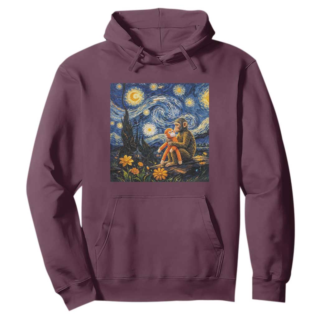 Baby Monkey Punch Starry Night Viral Trend Hoodie TS14 Maroon Print Your Wear