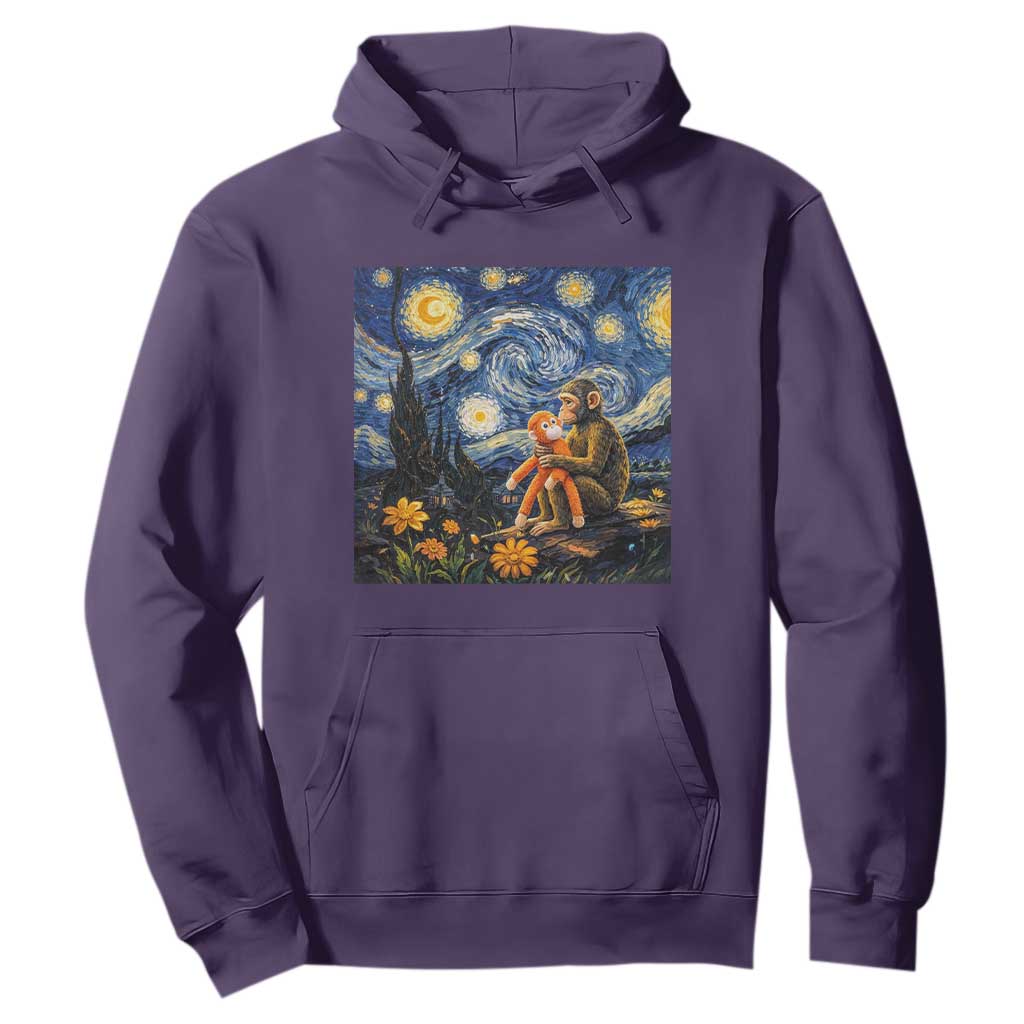 Baby Monkey Punch Starry Night Viral Trend Hoodie TS14 Purple Print Your Wear
