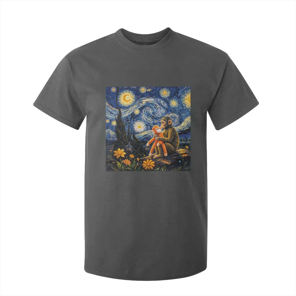 Baby Monkey Punch Starry Night Viral Trend T Shirt For Kid TS14 Dark Heather Print Your Wear