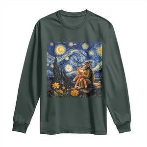 Baby Monkey Punch Starry Night Viral Trend Long Sleeve Shirt TS14 Dark Forest Green Print Your Wear