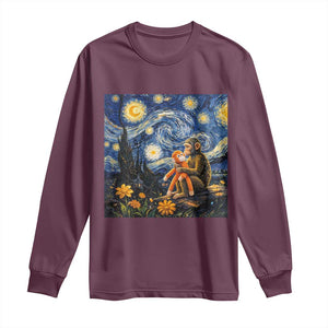 Baby Monkey Punch Starry Night Viral Trend Long Sleeve Shirt TS14 Maroon Print Your Wear