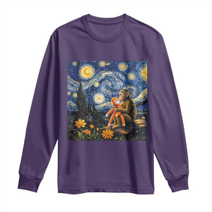 Baby Monkey Punch Starry Night Viral Trend Long Sleeve Shirt TS14 Purple Print Your Wear