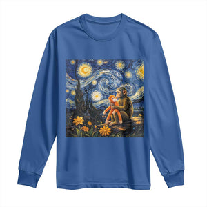 Baby Monkey Punch Starry Night Viral Trend Long Sleeve Shirt TS14 Royal Blue Print Your Wear