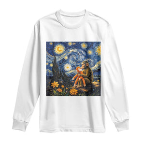 Baby Monkey Punch Starry Night Viral Trend Long Sleeve Shirt TS14 White Print Your Wear