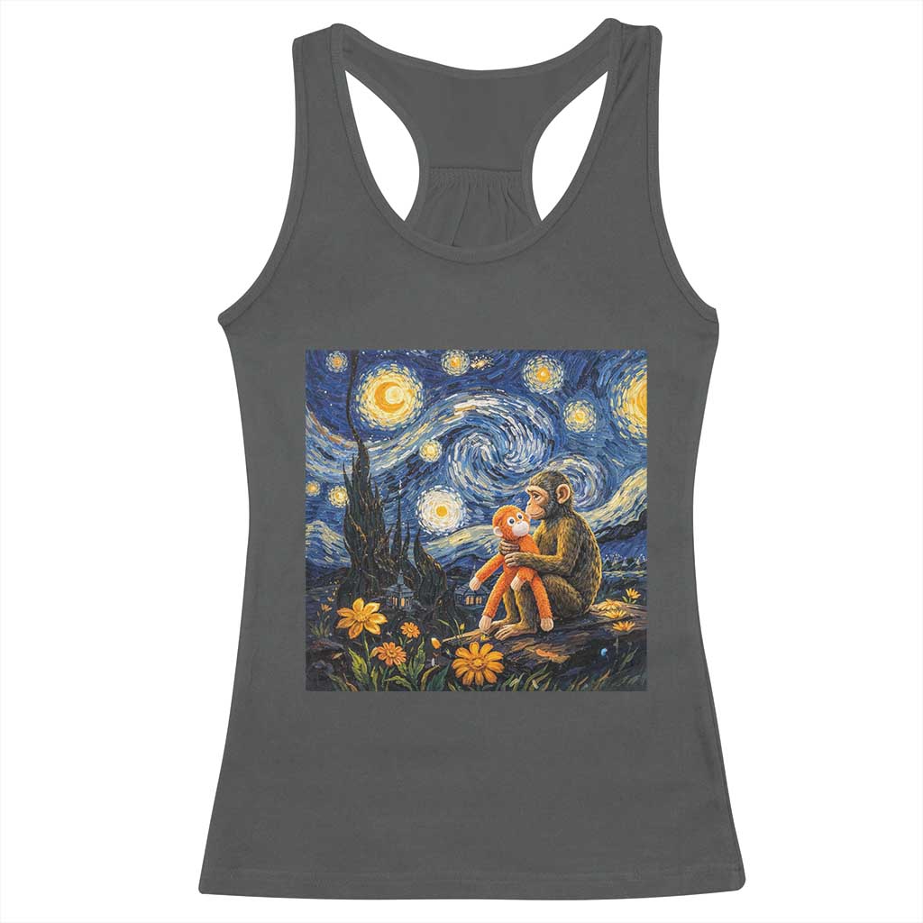 Baby Monkey Punch Starry Night Viral Trend Racerback Tank Top TS14 Dark Heather Print Your Wear
