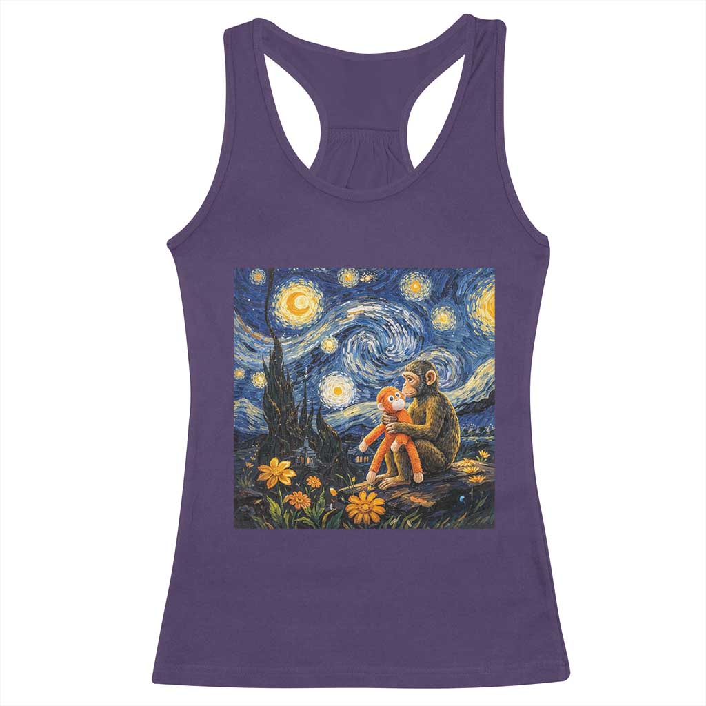 Baby Monkey Punch Starry Night Viral Trend Racerback Tank Top TS14 Purple Print Your Wear