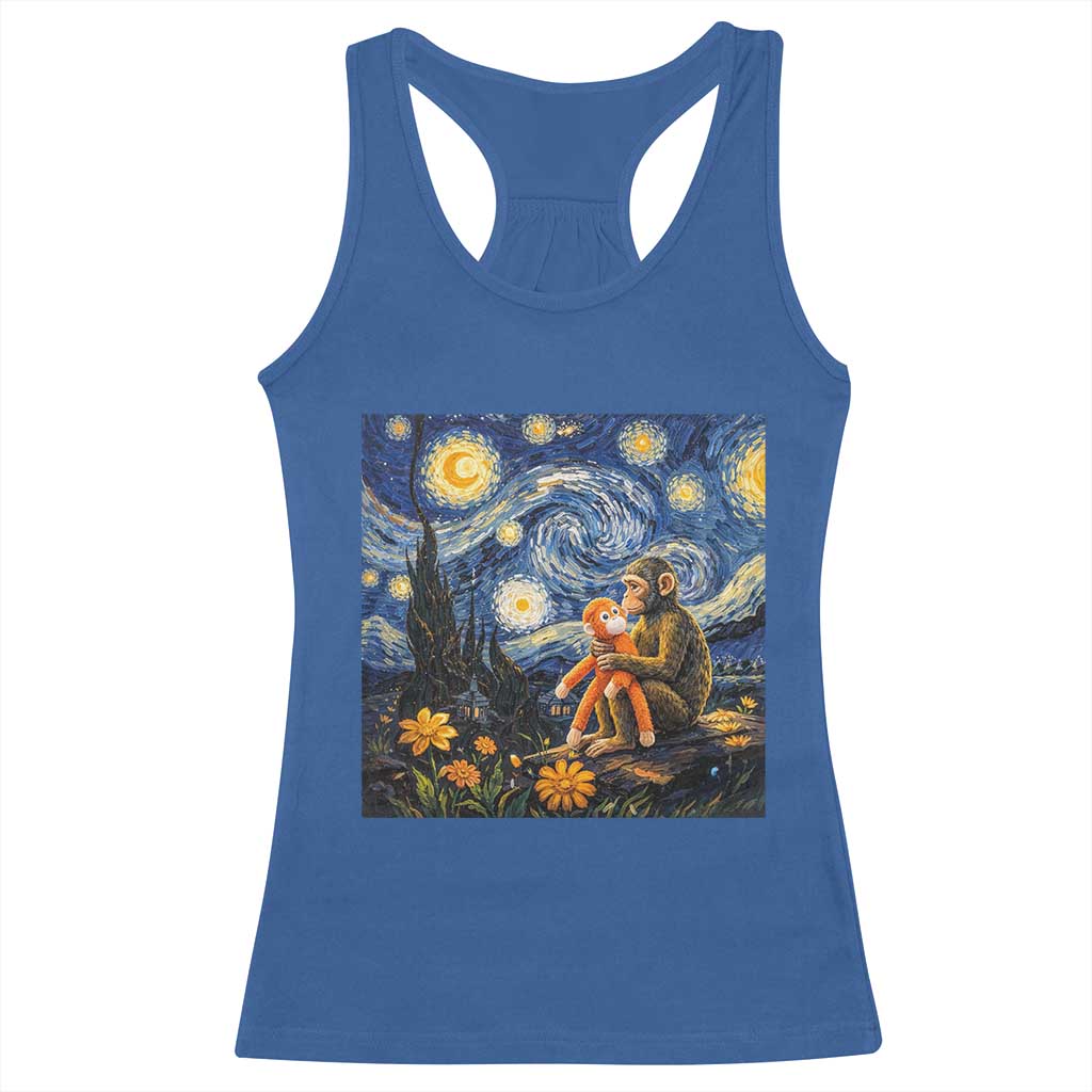 Baby Monkey Punch Starry Night Viral Trend Racerback Tank Top TS14 Royal Blue Print Your Wear