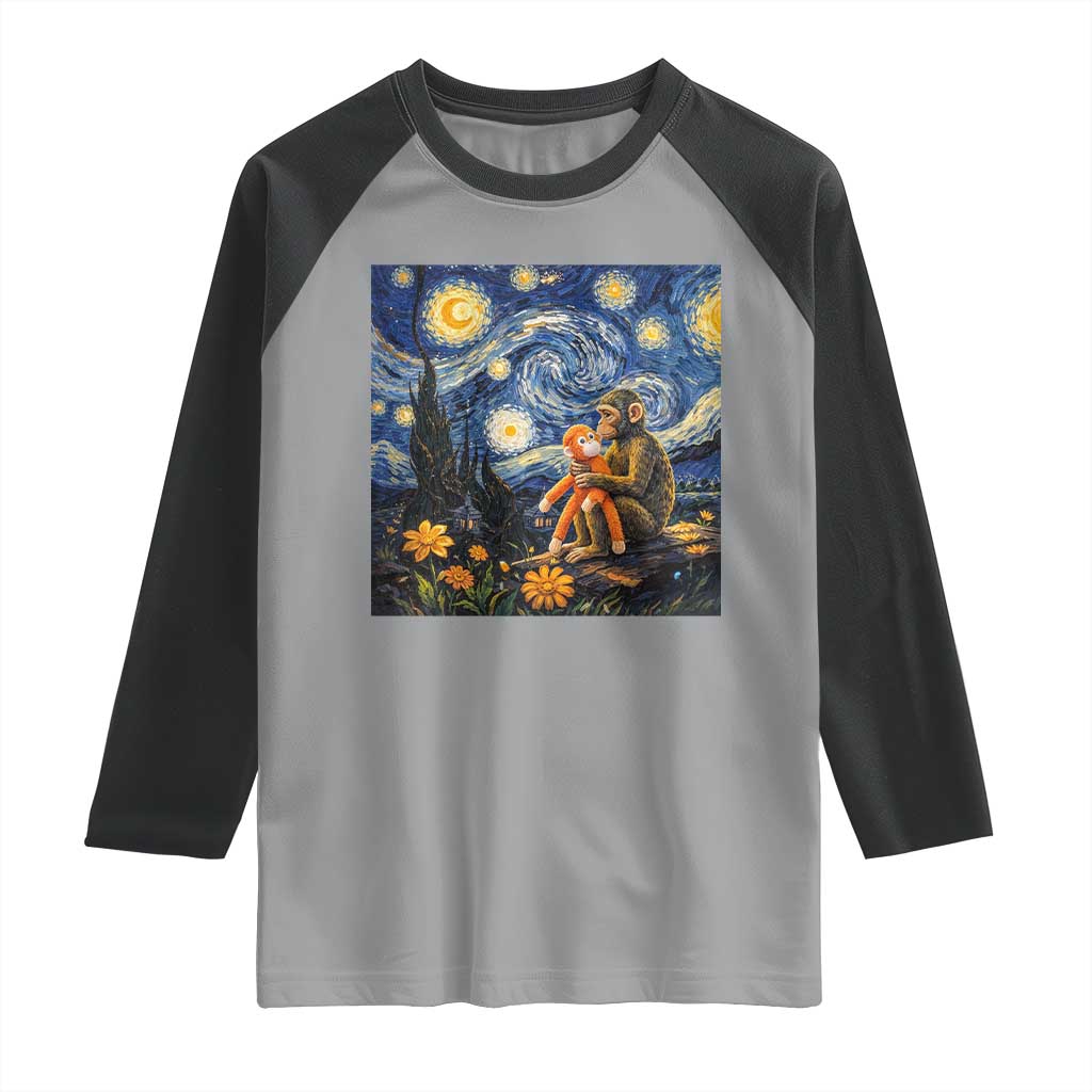 Baby Monkey Punch Starry Night Viral Trend Raglan Shirt TS14 Sport Gray Black Print Your Wear