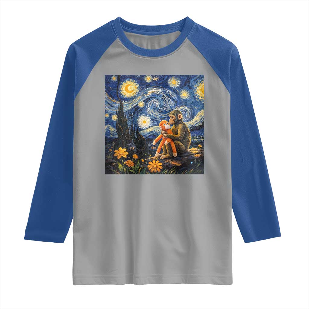 Baby Monkey Punch Starry Night Viral Trend Raglan Shirt TS14 Sport Gray Royal Print Your Wear