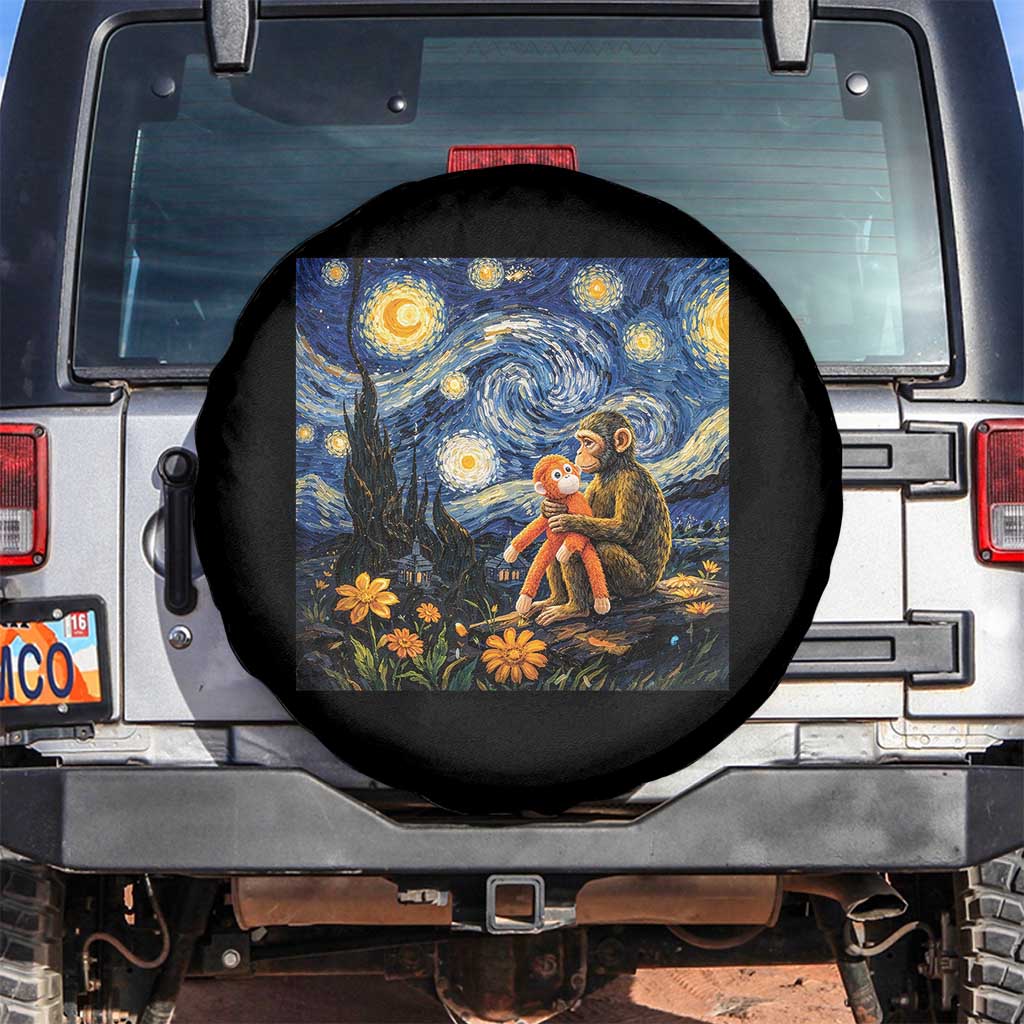 Baby Monkey Punch Starry Night Viral Trend Spare Tire Cover TS14 No hole Black Print Your Wear