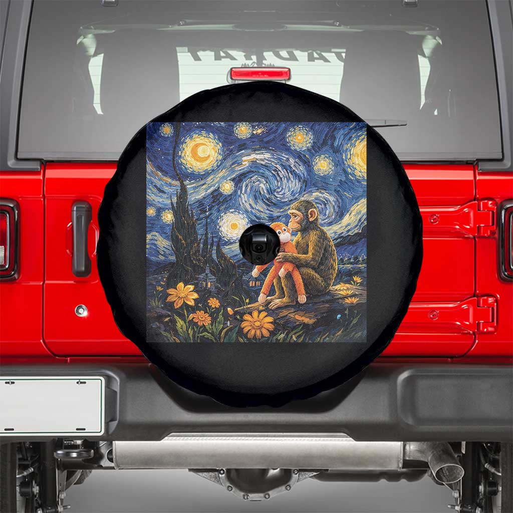 Baby Monkey Punch Starry Night Viral Trend Spare Tire Cover TS14 Black Print Your Wear