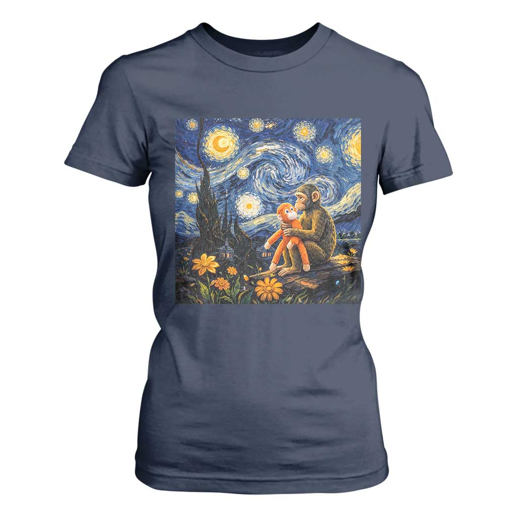 Baby Monkey Punch Starry Night Viral Trend T Shirt For Women TS14 Navy Print Your Wear