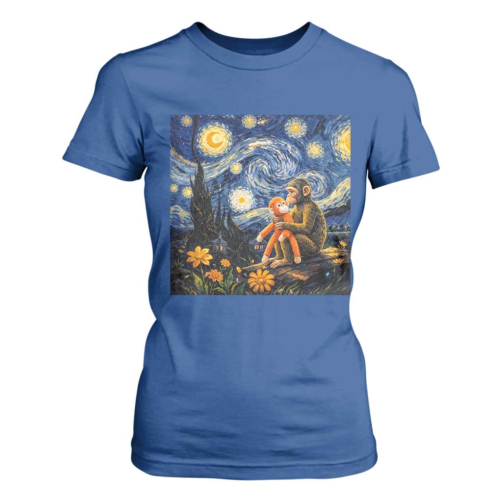 Baby Monkey Punch Starry Night Viral Trend T Shirt For Women TS14 Royal Blue Print Your Wear