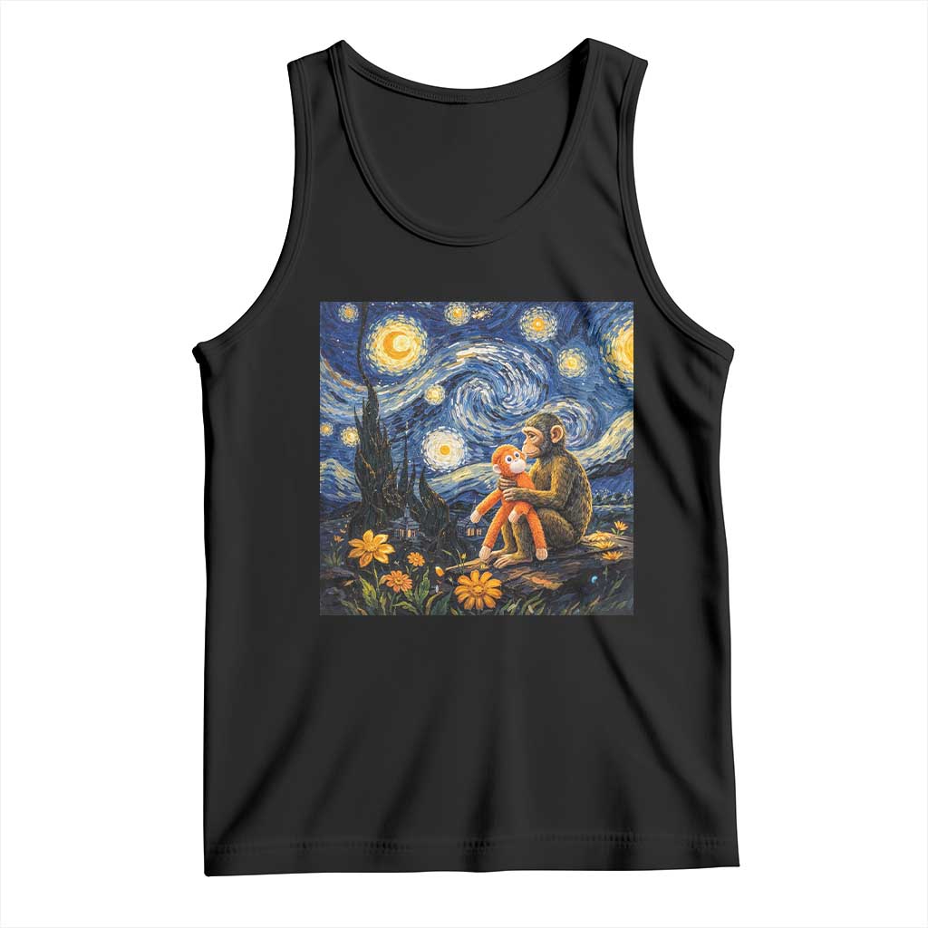 Baby Monkey Punch Starry Night Viral Trend Tank Top TS14 Black Print Your Wear